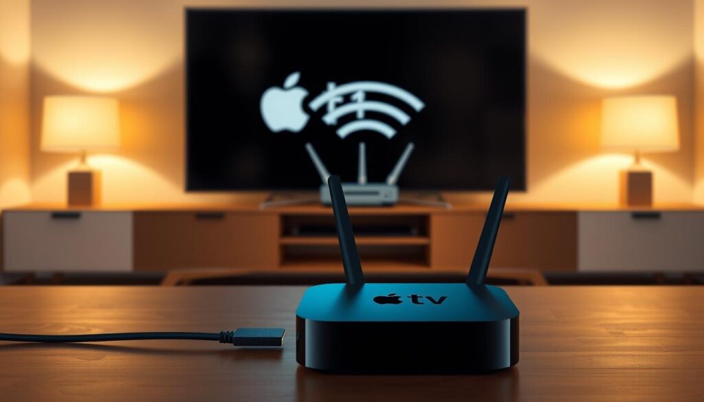 Schéma technique du réseau domestique Apple TV pour un Streaming fluide.