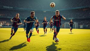 FC Barcelone Inter Milan match - Joueurs des deux équipes en action sur le terrain