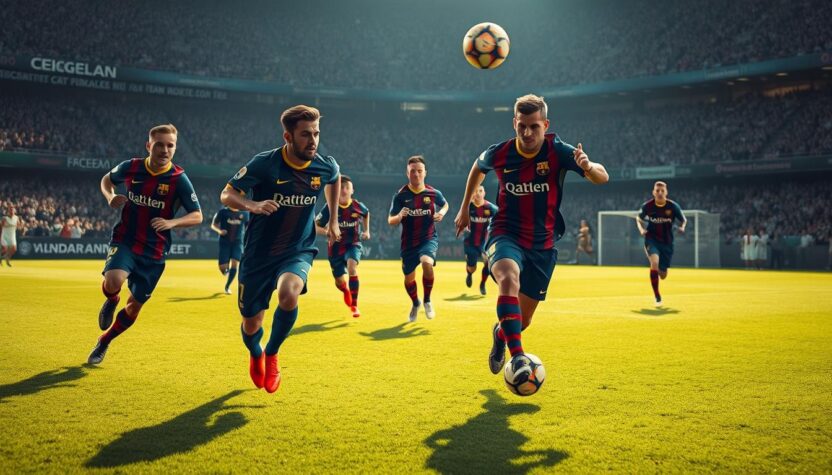 FC Barcelone Inter Milan match - Joueurs des deux équipes en action sur le terrain