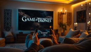 Game of Thrones Streaming VF - Écran de Télévision Affichant la Série Légendaire