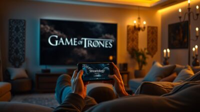 Game of Thrones Streaming VF - Écran de Télévision Affichant la Série Légendaire